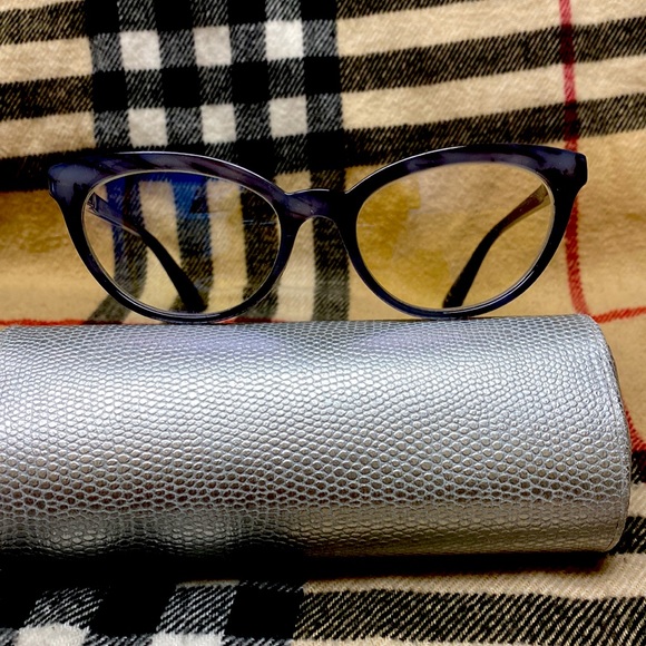 Gray Metallic Paint CatEyeFramesBlue LightBlockClearLensesEyeglasses NeverUsed - Picture 8 of 12